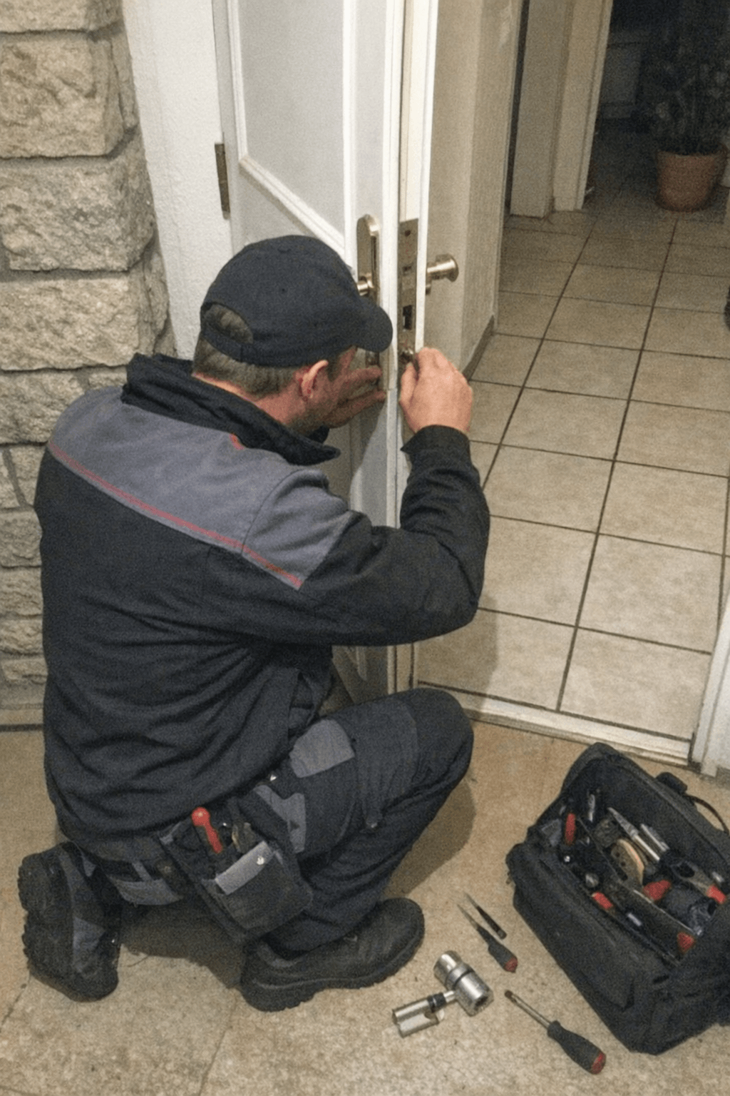 Monteureinsatz bei der Diagnose eines defekten Türschlosses direkt vor Ort